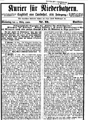 Kurier für Niederbayern Sonntag 1. März 1868