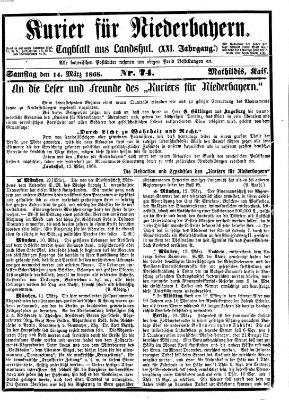 Kurier für Niederbayern Samstag 14. März 1868