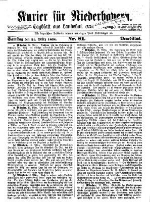 Kurier für Niederbayern Samstag 21. März 1868