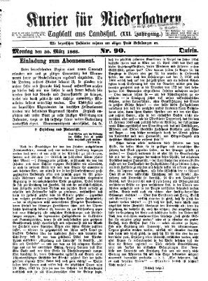 Kurier für Niederbayern Montag 30. März 1868