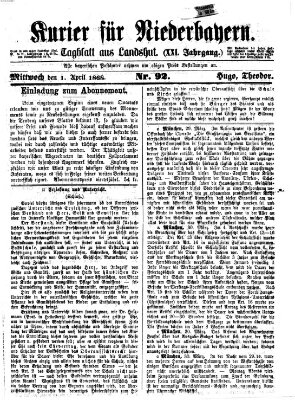 Kurier für Niederbayern Mittwoch 1. April 1868