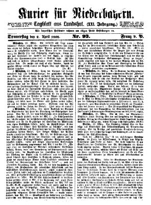 Kurier für Niederbayern Donnerstag 2. April 1868