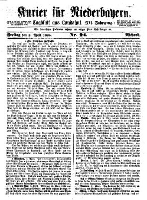 Kurier für Niederbayern Freitag 3. April 1868