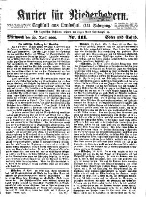 Kurier für Niederbayern Mittwoch 22. April 1868