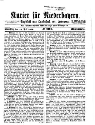 Kurier für Niederbayern Samstag 18. Juli 1868