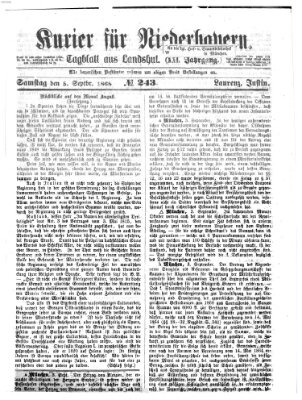 Kurier für Niederbayern Samstag 5. September 1868