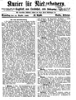 Kurier für Niederbayern Samstag 12. September 1868