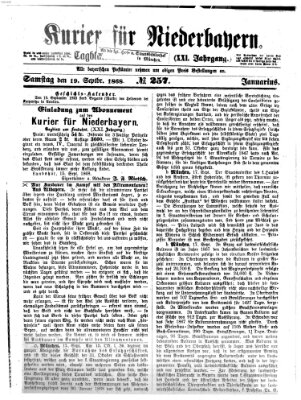 Kurier für Niederbayern Samstag 19. September 1868