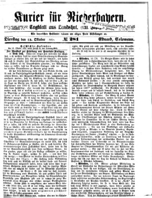 Kurier für Niederbayern Dienstag 13. Oktober 1868