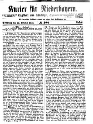 Kurier für Niederbayern Sonntag 18. Oktober 1868