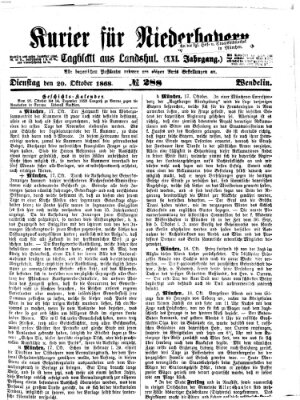 Kurier für Niederbayern Dienstag 20. Oktober 1868