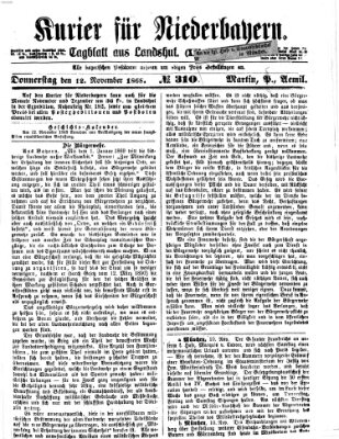 Kurier für Niederbayern Donnerstag 12. November 1868