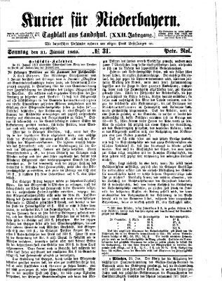 Kurier für Niederbayern Sonntag 31. Januar 1869