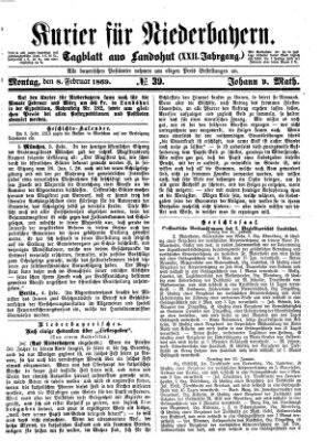 Kurier für Niederbayern Montag 8. Februar 1869