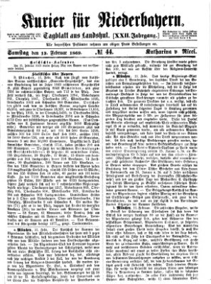 Kurier für Niederbayern Samstag 13. Februar 1869