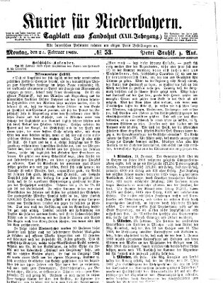 Kurier für Niederbayern Montag 22. Februar 1869