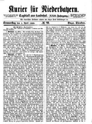 Kurier für Niederbayern Donnerstag 1. April 1869