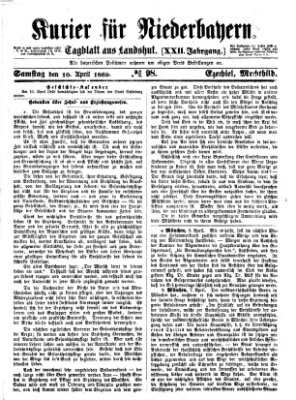 Kurier für Niederbayern Samstag 10. April 1869