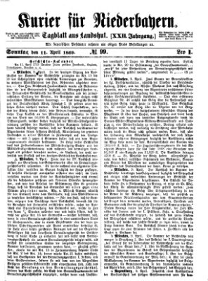 Kurier für Niederbayern Sonntag 11. April 1869