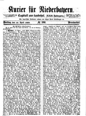 Kurier für Niederbayern Freitag 16. April 1869