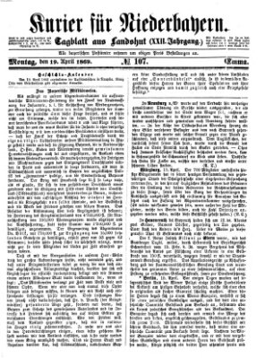 Kurier für Niederbayern Montag 19. April 1869