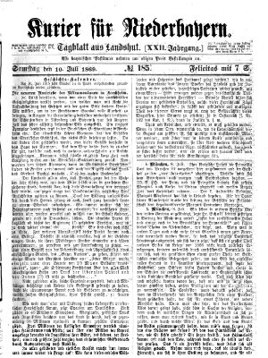 Kurier für Niederbayern Samstag 10. Juli 1869