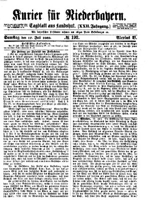 Kurier für Niederbayern Samstag 17. Juli 1869