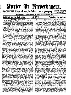 Kurier für Niederbayern Samstag 31. Juli 1869