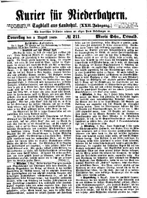 Kurier für Niederbayern Donnerstag 5. August 1869