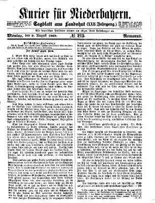 Kurier für Niederbayern Montag 9. August 1869