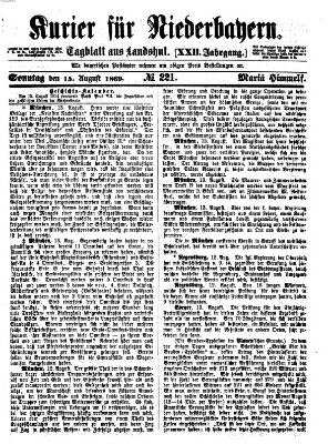 Kurier für Niederbayern Sonntag 15. August 1869