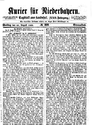 Kurier für Niederbayern Freitag 20. August 1869