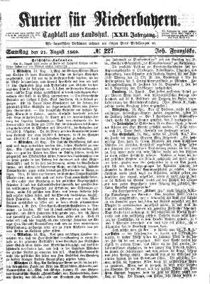 Kurier für Niederbayern Samstag 21. August 1869