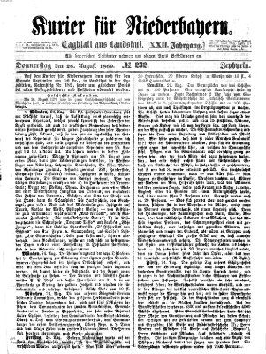 Kurier für Niederbayern Donnerstag 26. August 1869