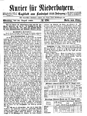 Kurier für Niederbayern Montag 30. August 1869