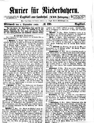 Kurier für Niederbayern Mittwoch 1. September 1869