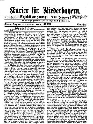 Kurier für Niederbayern Donnerstag 2. September 1869