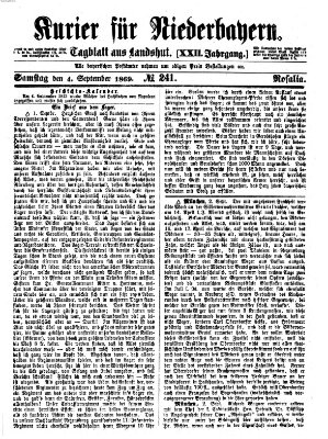 Kurier für Niederbayern Samstag 4. September 1869