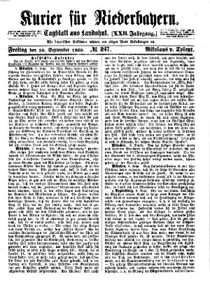 Kurier für Niederbayern Freitag 10. September 1869