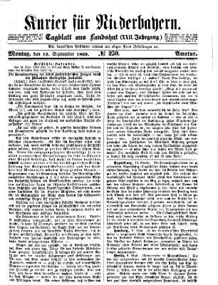 Kurier für Niederbayern Montag 13. September 1869