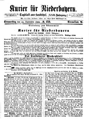 Kurier für Niederbayern Donnerstag 16. September 1869