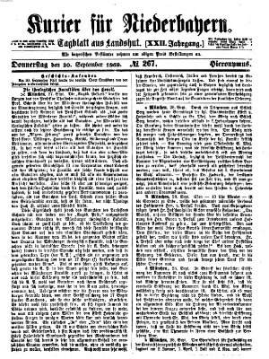 Kurier für Niederbayern Donnerstag 30. September 1869