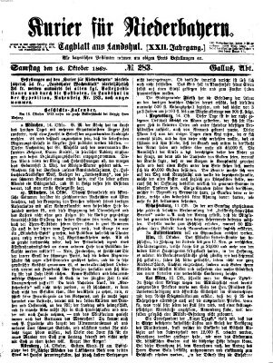 Kurier für Niederbayern Samstag 16. Oktober 1869