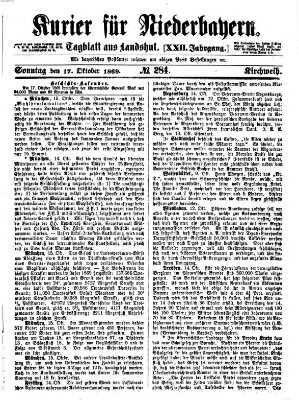 Kurier für Niederbayern Sonntag 17. Oktober 1869