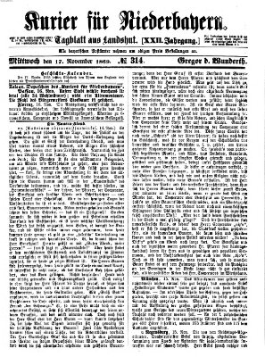 Kurier für Niederbayern Mittwoch 17. November 1869