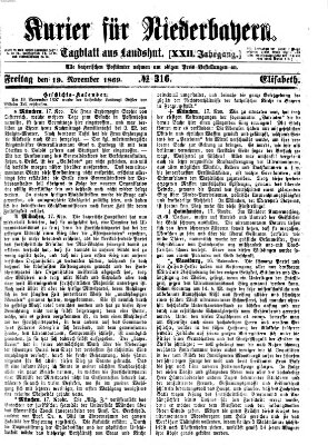 Kurier für Niederbayern Freitag 19. November 1869