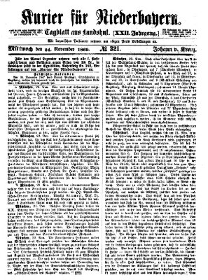 Kurier für Niederbayern Mittwoch 24. November 1869