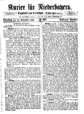 Kurier für Niederbayern Dienstag 30. November 1869