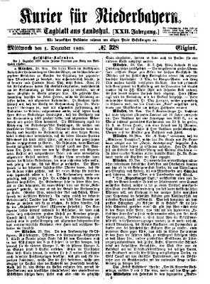 Kurier für Niederbayern Mittwoch 1. Dezember 1869