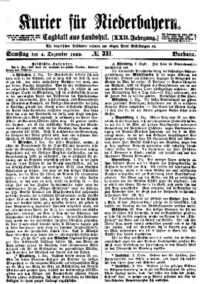 Kurier für Niederbayern Samstag 4. Dezember 1869